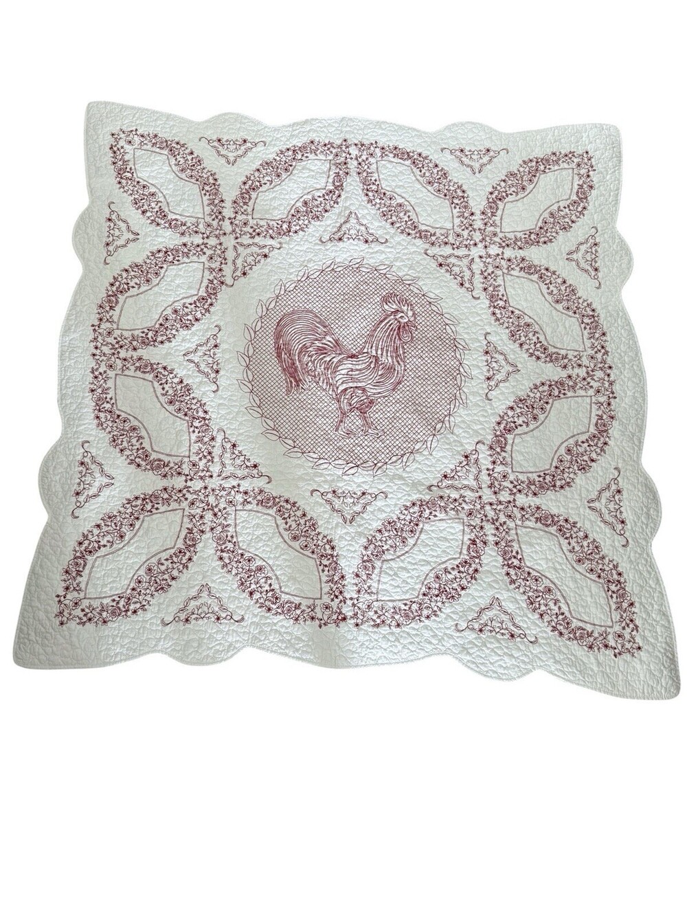 Rooster Quilt Machine Embroidered 56” Square
